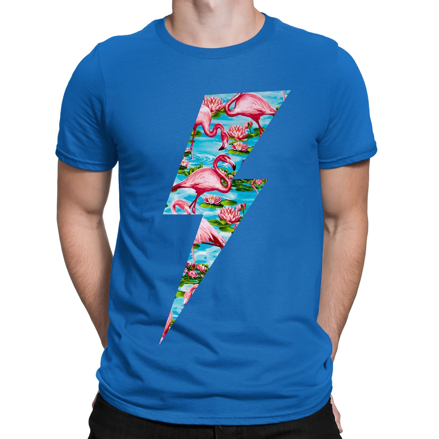 Flamingo Lightning Bolt Mens T-shirt