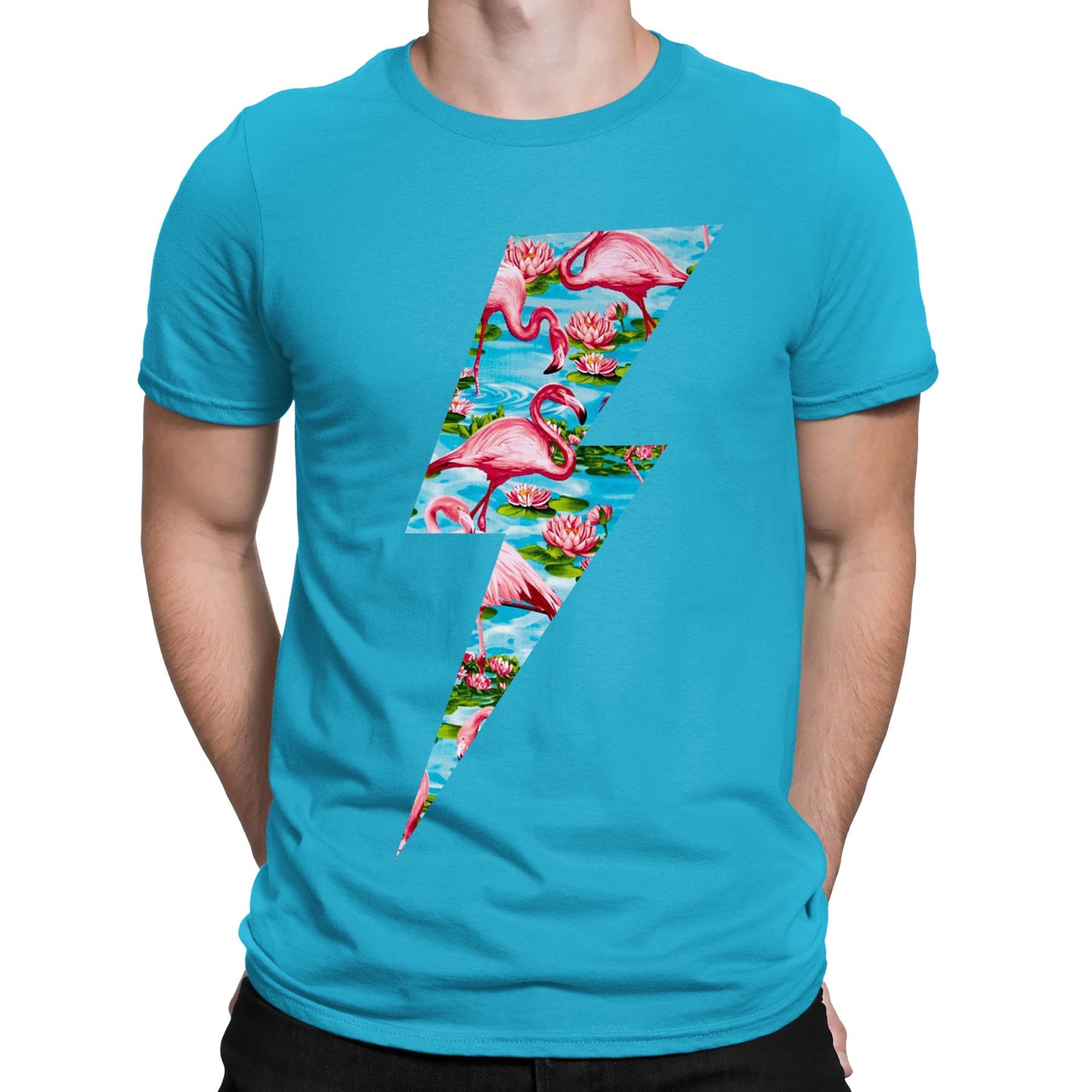 Flamingo Lightning Bolt Mens T-shirt