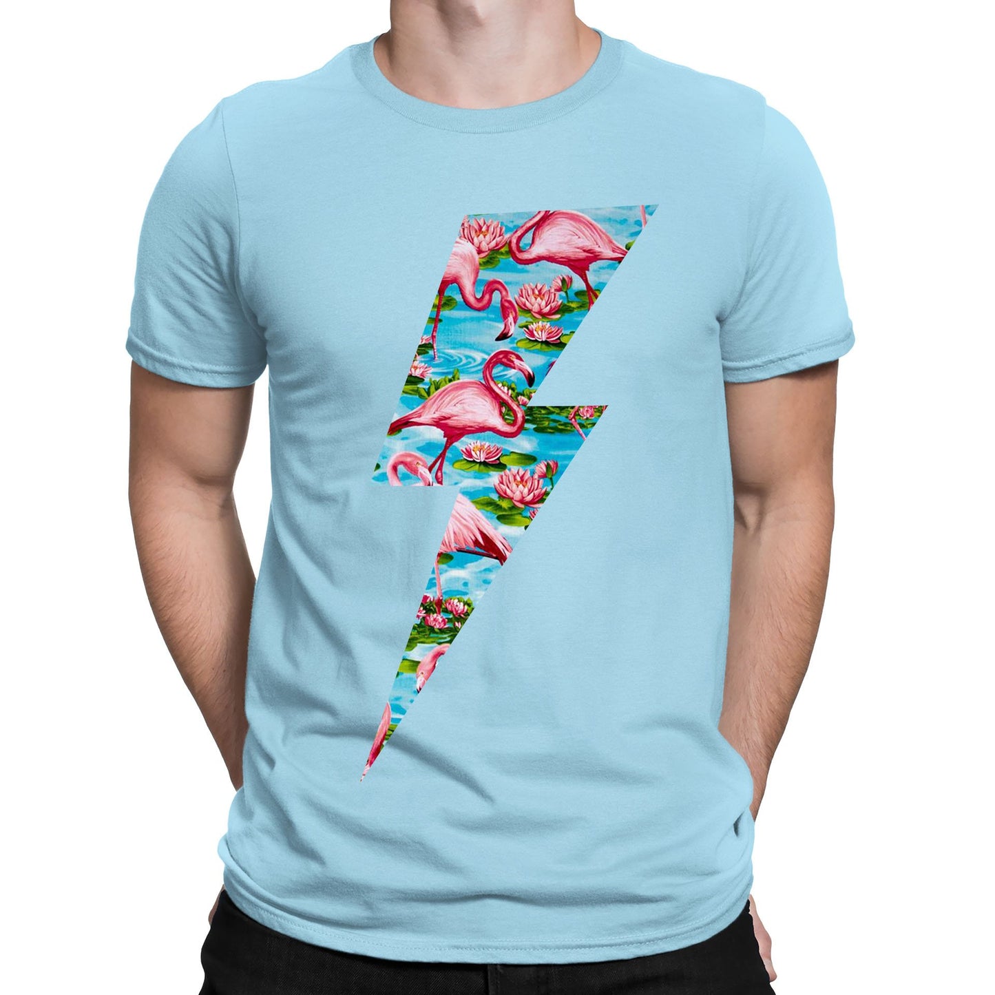 Flamingo Lightning Bolt Mens T-shirt