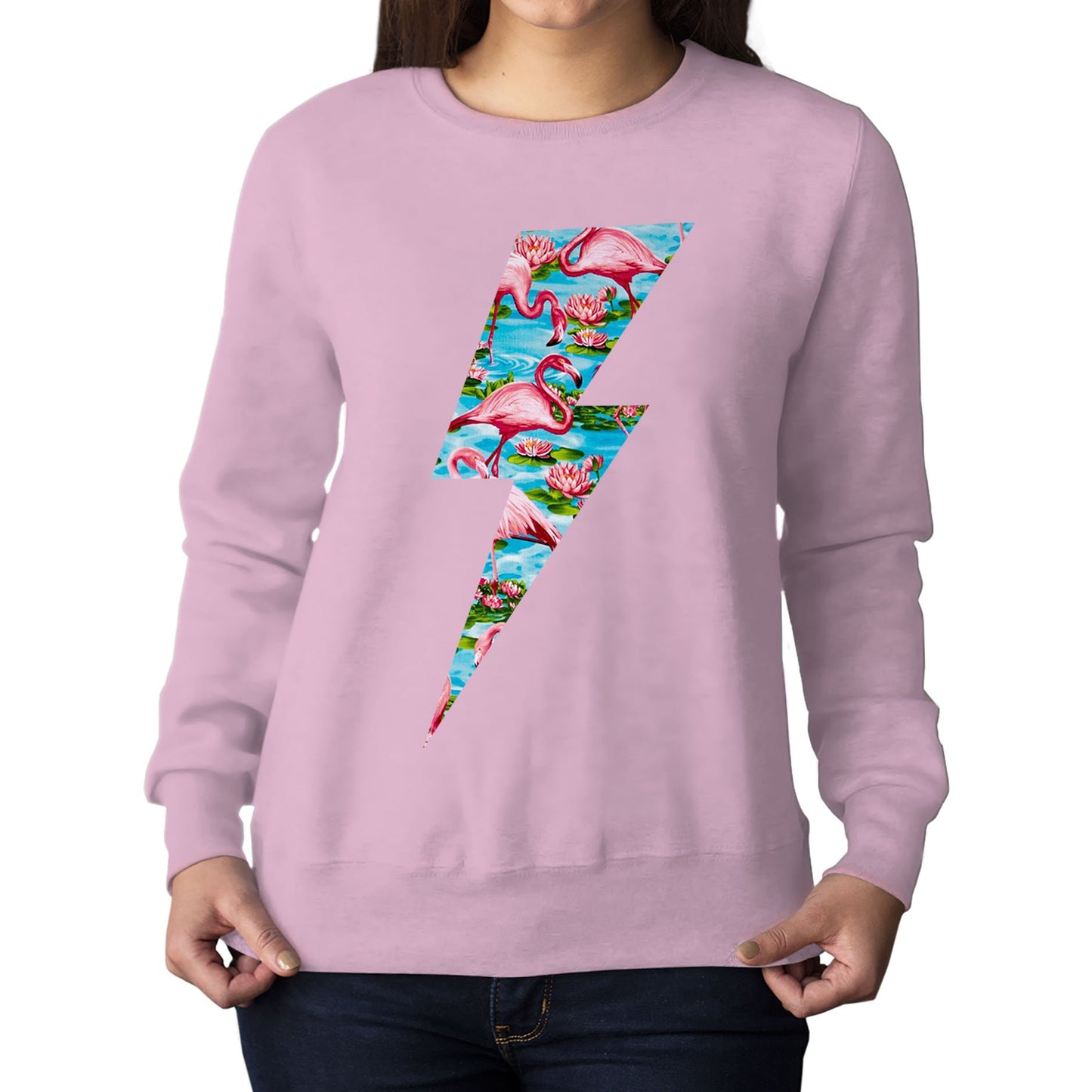 Flamingo Lightning Bolt Womens Sweatshirt