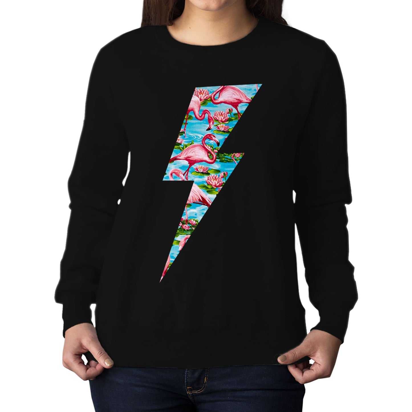 Flamingo Lightning Bolt Womens Sweatshirt