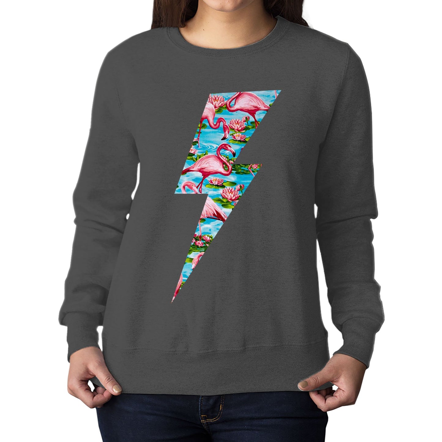 Flamingo Lightning Bolt Womens Sweatshirt