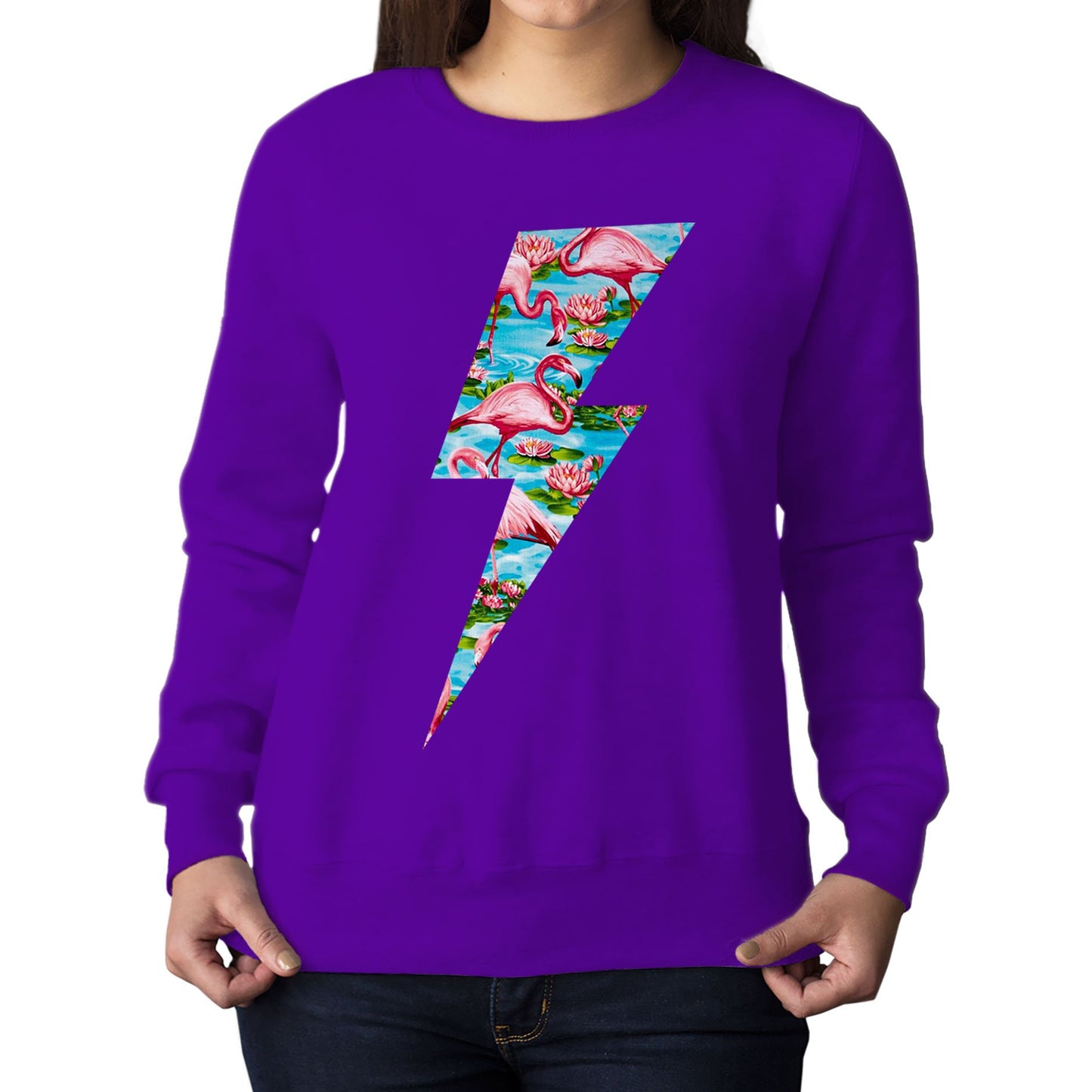 Flamingo Lightning Bolt Womens Sweatshirt