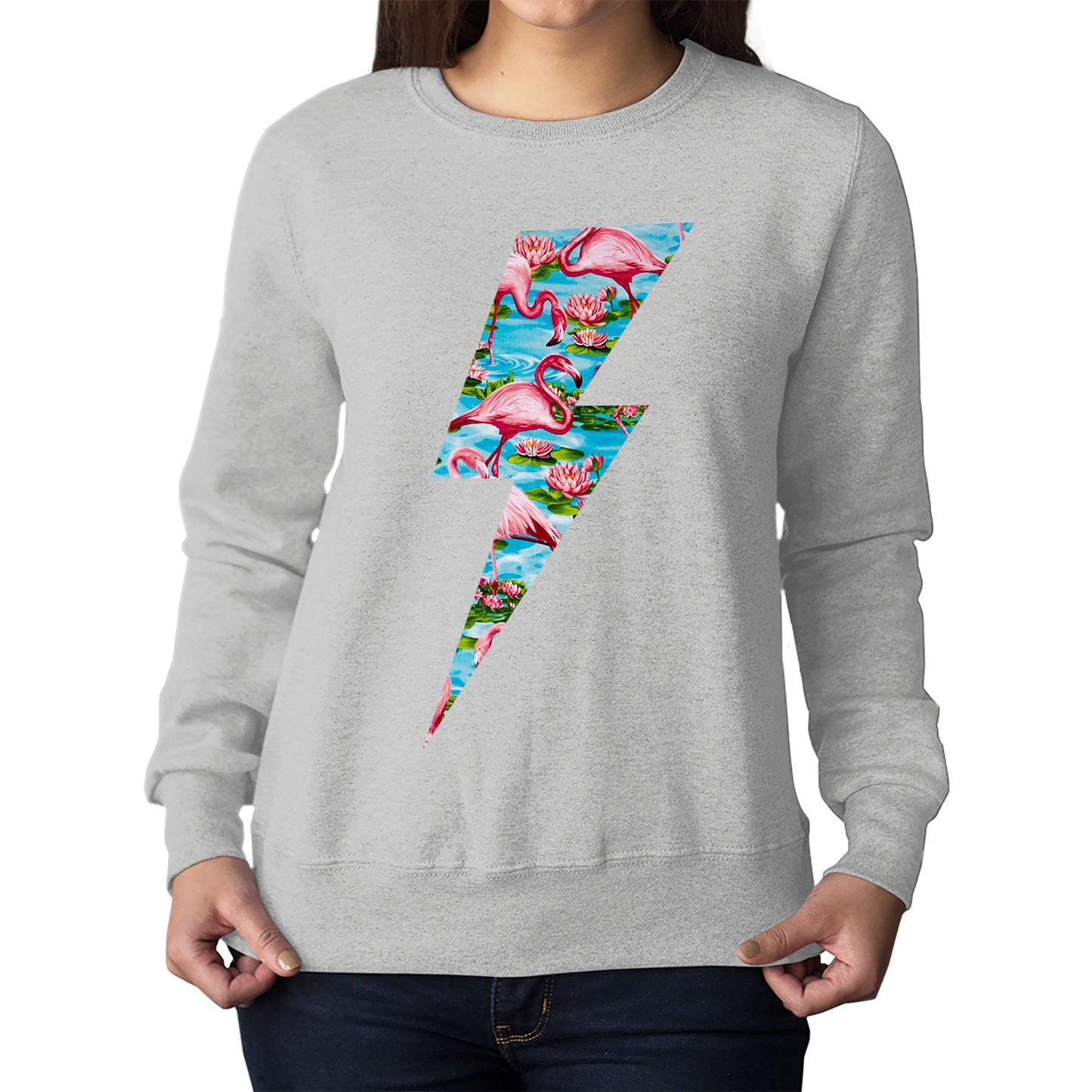 Flamingo Lightning Bolt Womens Sweatshirt