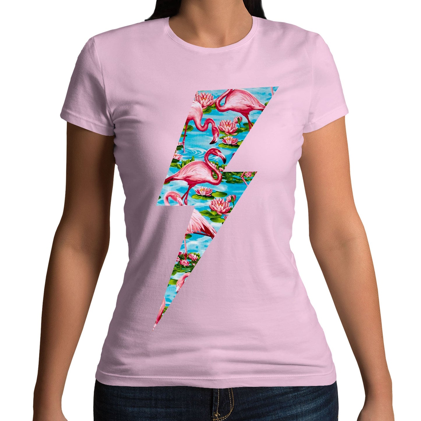 Flamingo Lightning Bolt Womens T-shirt