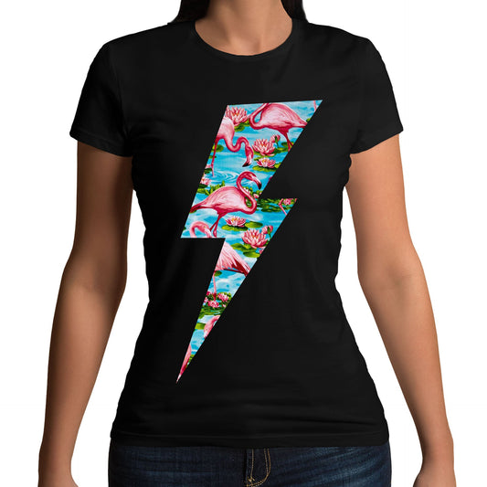 Flamingo Lightning Bolt Womens T-shirt