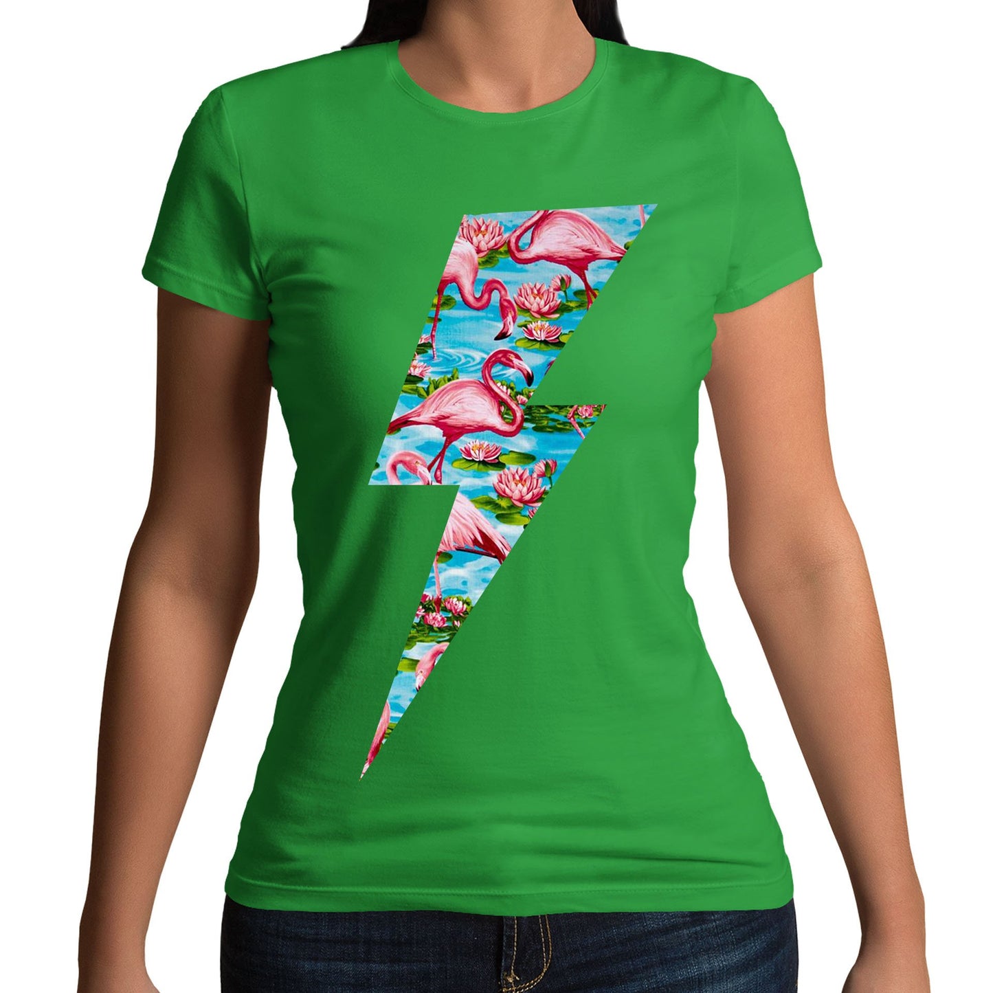 Flamingo Lightning Bolt Womens T-shirt