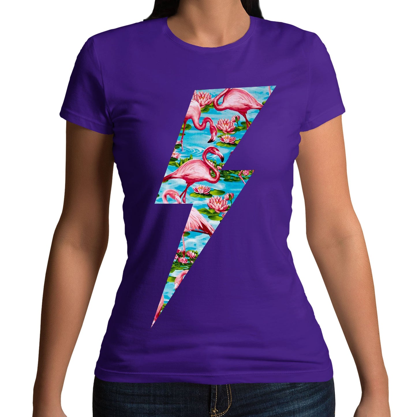 Flamingo Lightning Bolt Womens T-shirt