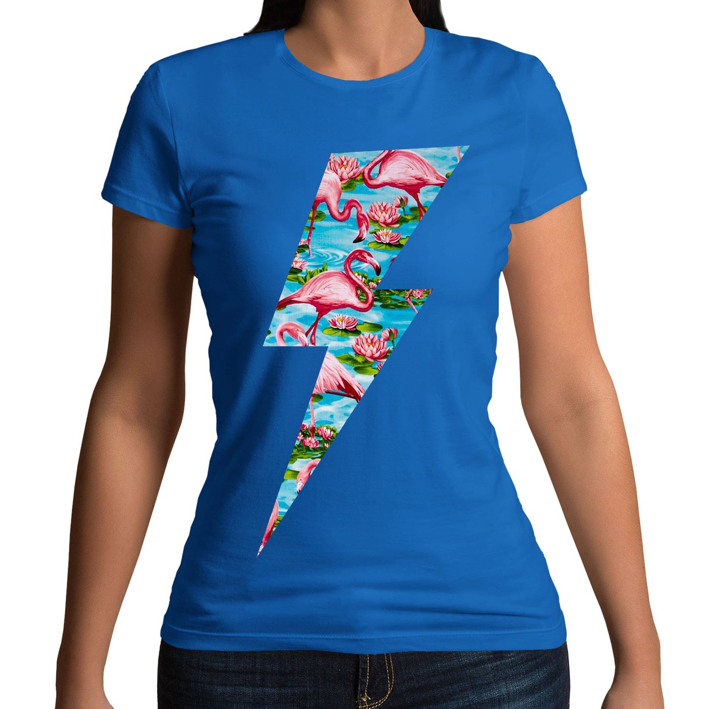 Flamingo Lightning Bolt Womens T-shirt