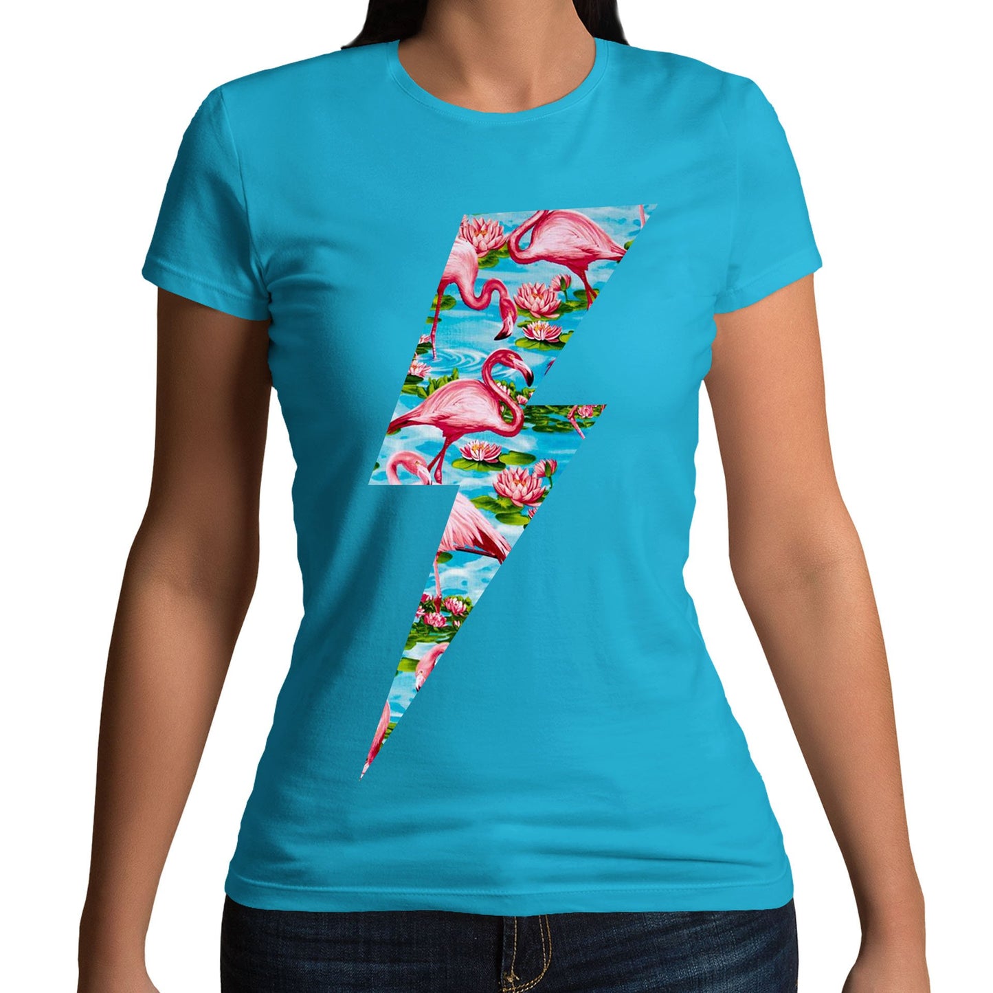 Flamingo Lightning Bolt Womens T-shirt