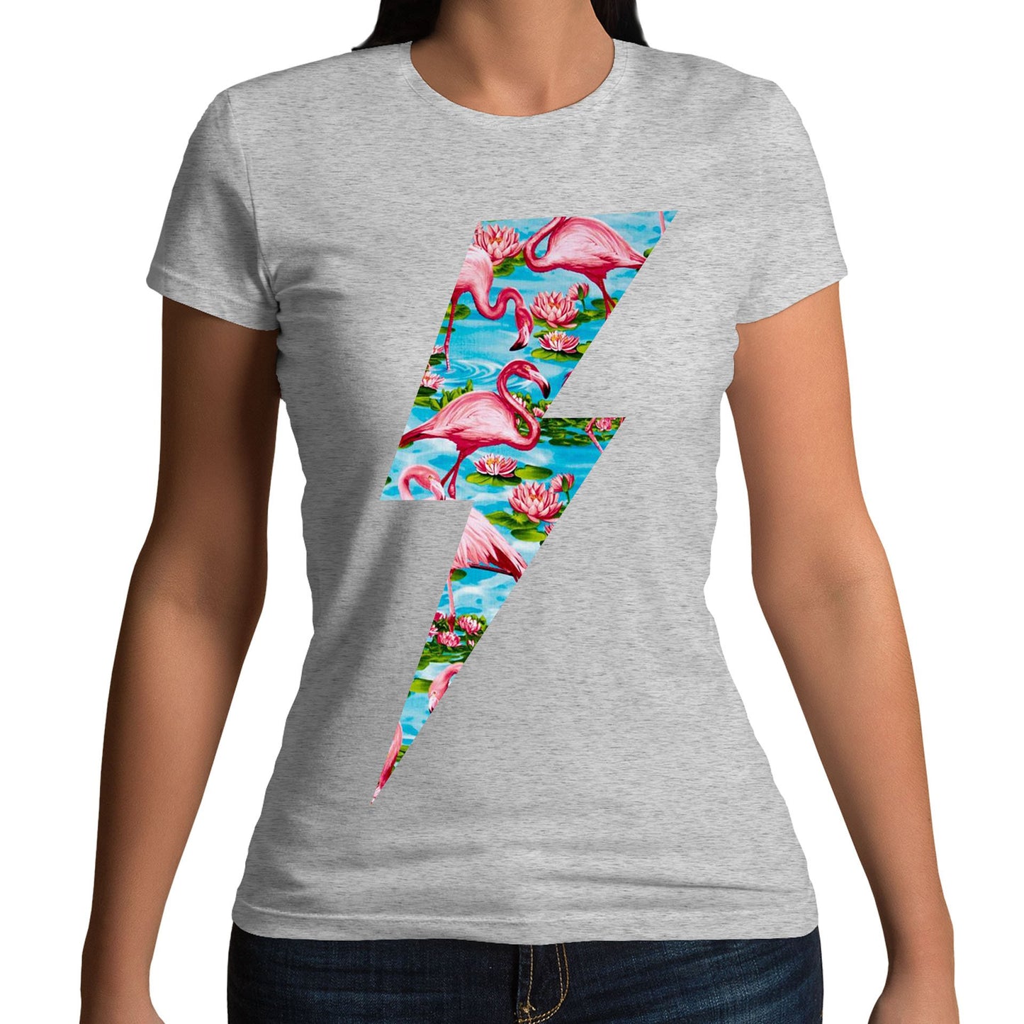 Flamingo Lightning Bolt Womens T-shirt