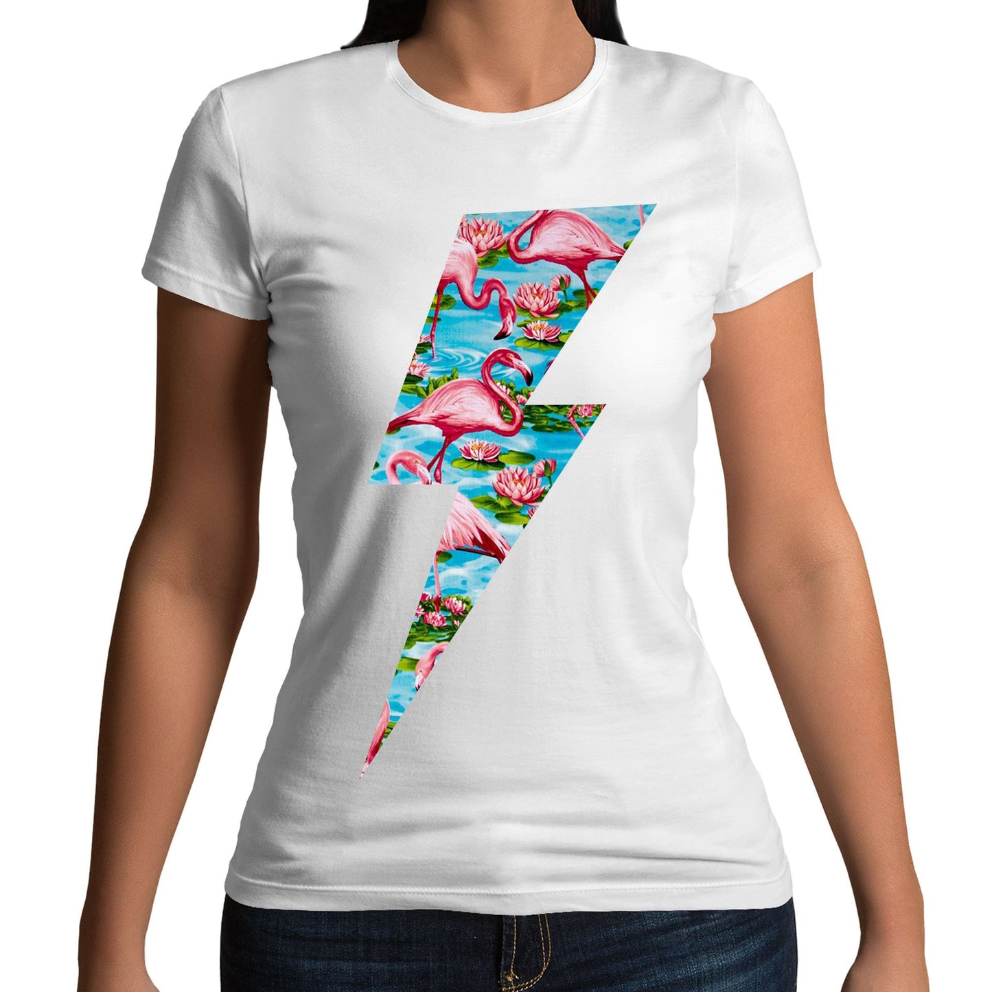 Flamingo Lightning Bolt Womens T-shirt