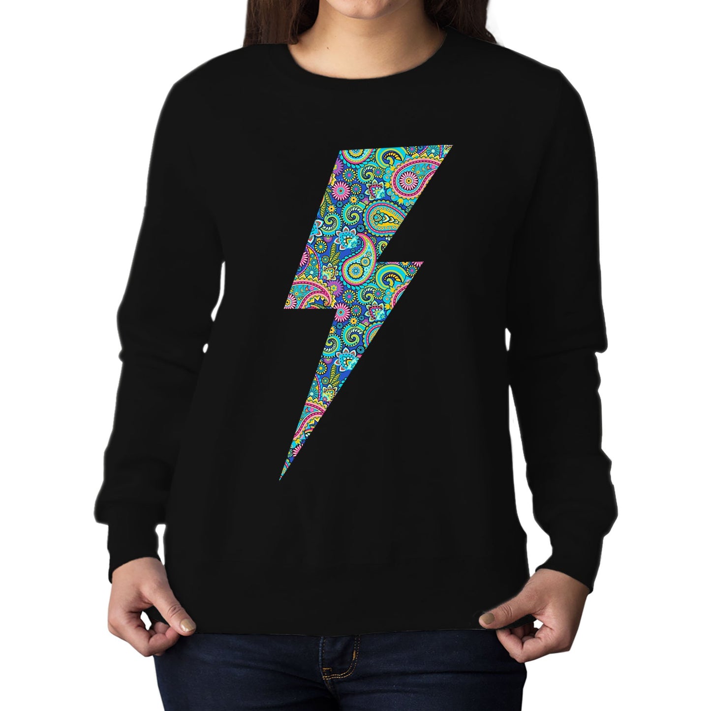 Paisley Lightning Bolt Womens Sweatshirt