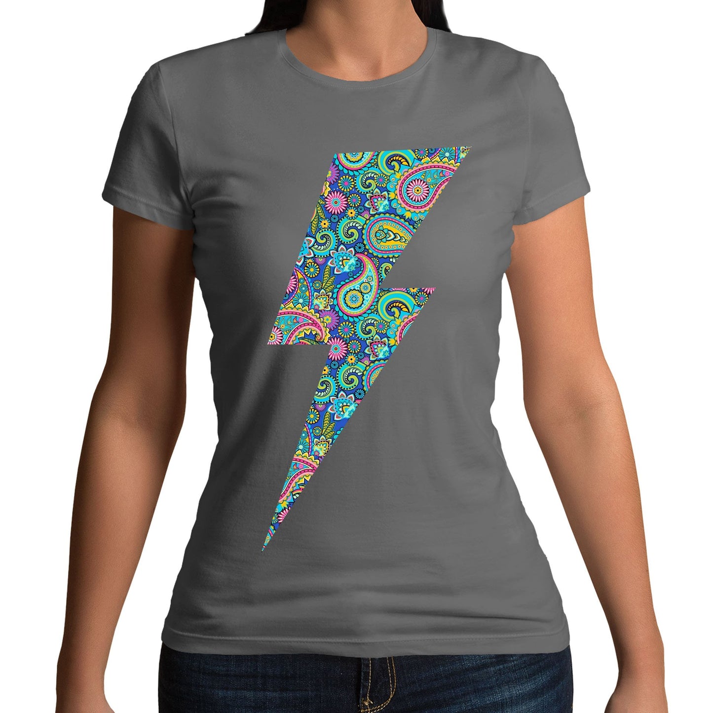 Paisley Lightning Bolt Womens T-shirt