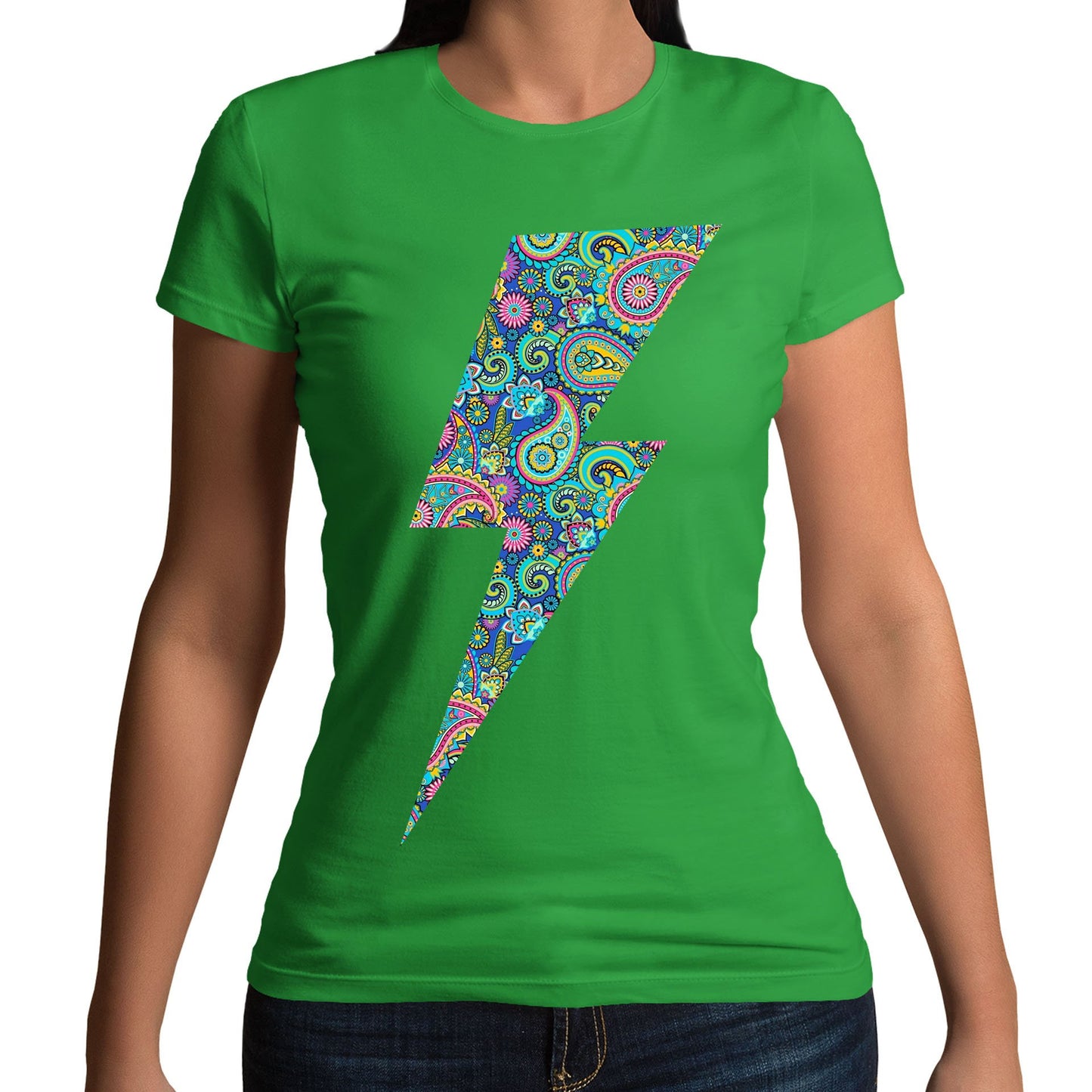 Paisley Lightning Bolt Womens T-shirt