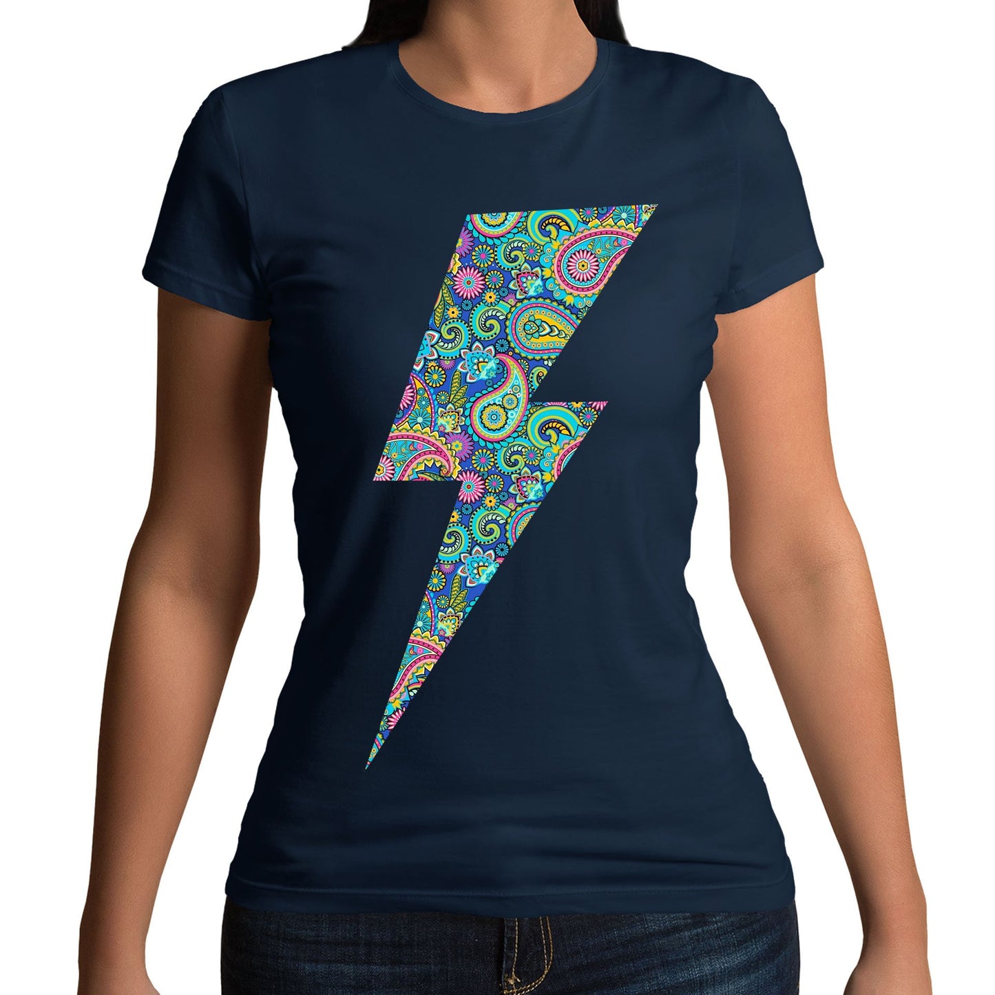 Paisley Lightning Bolt Womens T-shirt