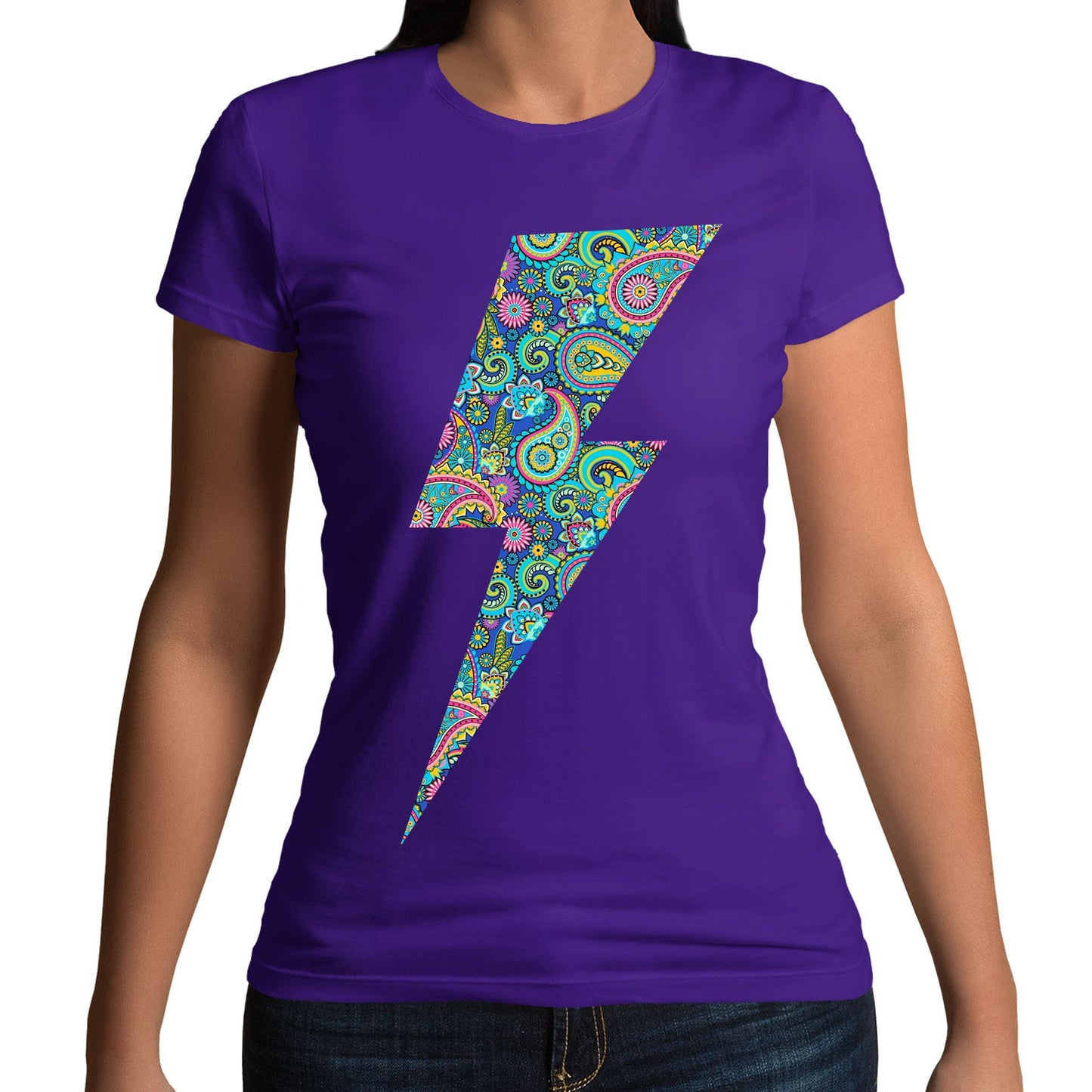 Paisley Lightning Bolt Womens T-shirt