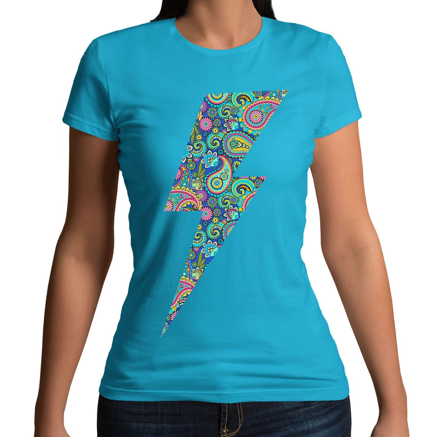 Paisley Lightning Bolt Womens T-shirt