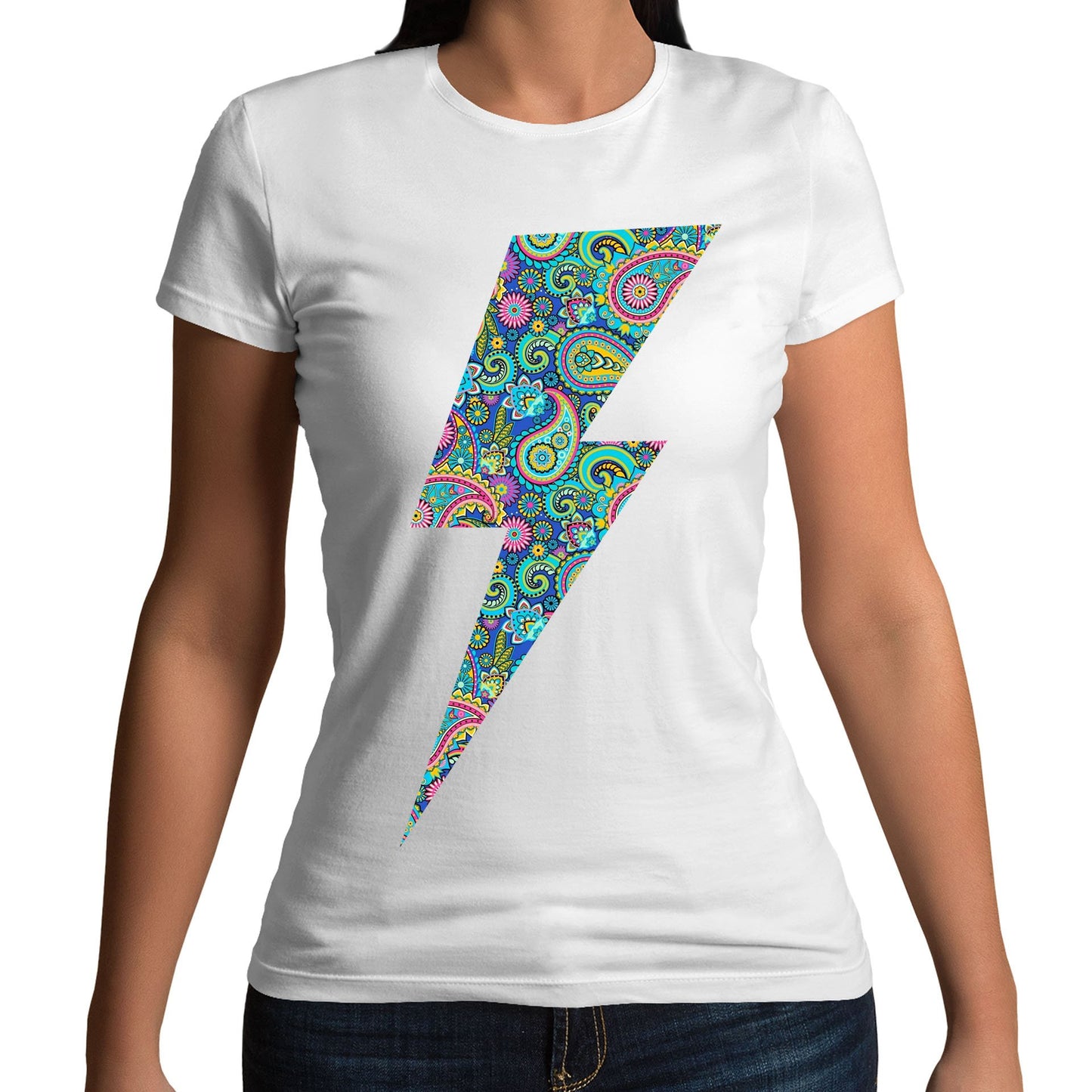 Paisley Lightning Bolt Womens T-shirt